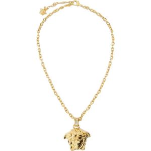 Versace, Gouden Medusa Ketting met Strass Geel, Dames, Maat:ONE Size