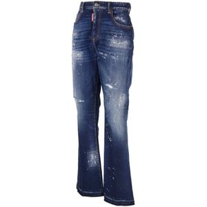 Dsquared2, Jeans, Dames, Blauw, M, Denim, Uitlopende broek