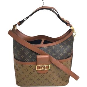 Louis Vuitton Vintage, Pre-owned, Dames, Bruin, ONE Size, Tweed, Pre-owned Canvas shoppers
