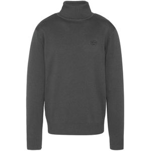 Schott Nyc, Truien, Heren, Grijs, M, Katoen, Katoenen Geborduurde Turtleneck Trui