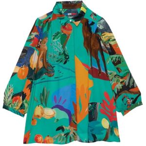 G.Kero, Paraiso Verde Wijduitlopende Viscose Blouse Veelkleurig, Dames, Maat:L