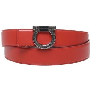 Salvatore Ferragamo, Rode kalfsleren Riem met metalen gesp Rood, Heren, Maat:115 CM