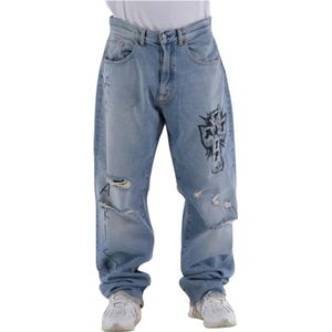 Aries, Jeans, Heren, Blauw, W31, Katoen, Loose-fit Metal Trip Batten Jeans