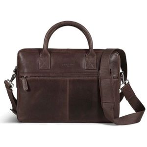 Howard London, Tassen, Heren, Bruin, ONE Size, Leer, Donkerbruine Leren Laptoptas