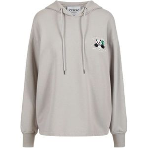 Iceberg, Sweatshirts & Hoodies, Dames, Grijs, S, Katoen, Oversized Hoodie met Panda Logo
