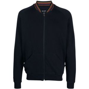 Paul Smith, Sweatshirts & Hoodies, Heren, Blauw, XL, Katoen, Blauwe Katoenen Jas met Streepdetail