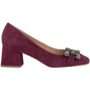 Alma EN Pena, Leren pumps met versierde vierkante neus Rood, Dames, Maat:36 EU