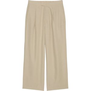 Marc O'Polo, Broeken, Dames, Beige, M, Linnen, Geplooide cropped broek