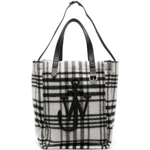 JW Anderson, Geruite Wol Tote Tas Zwart, Dames, Maat:ONE Size