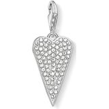 Thomas Sabo, Hart Pavé Charm Hanger Grijs, Dames, Maat:ONE Size