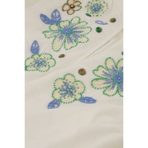 Fabienne Chapot, Witte Bloemen Geborduurde Ballonmouw Top Wit, Dames, Maat:XL