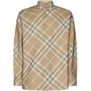 Burberry, Overhemden, Heren, Veelkleurig, 2Xl, Katoen, Vintage Check Patroon Geborduurd Overhemd