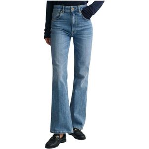 Gant, Jeans, Dames, Blauw, W30, Katoen, Hoge Taille Flare Jeans