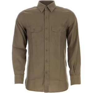 Tom Ford, Army Green Cupro Blend Shirt Groen, Heren, Maat:L