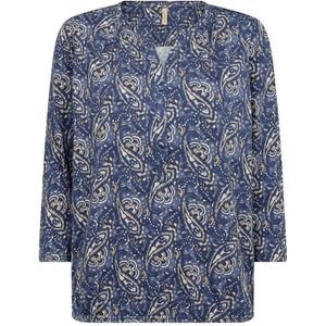 Soyaconcept, Tops, Dames, Blauw, XL, Katoen, Felicity Blauw Print Top