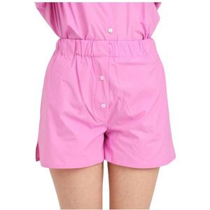 Hinnominate, Korte broeken, Dames, Roze, L, Katoen, Roze dames shorts met knopen aan de voorkant