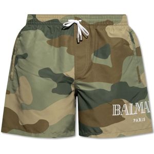 Balmain, Badkleding, Heren, Groen, XL, Camouflage zwemshorts