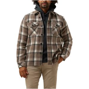 Dstrezzed, Jassen, Heren, Bruin, L, Wol, Bruin Overshirt Casual Trendy Look