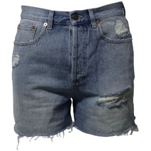 Gucci Vintage, Pre-owned, Dames, Blauw, S, Katoen, Tweedehands Katoenen Shorts-Rokken