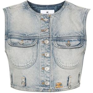 Courrèges, Denim Mouwloos Vest Blauw, Dames, Maat:S