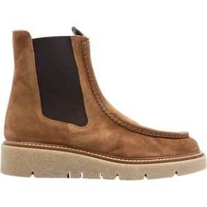 Pedro Miralles, Schoenen, Dames, Bruin, 41 EU, Suède, Cognac Leren Chelsea Laarzen