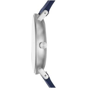 Skagen, Accessoires, Heren, Blauw, ONE Size, Analoge Quartz Leren Horloge Blauwe Wijzerplaat