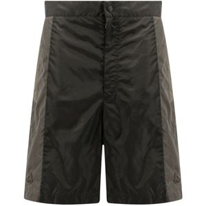 Moncler, Korte broeken, Heren, Groen, XL, Lange Shorts voor Heren met Geperforeerd Detail