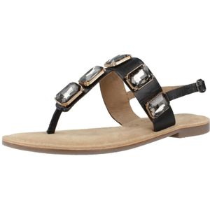 Carmela, Schoenen, Dames, Zwart, 38 EU, Stijlvolle Platte Sandalen