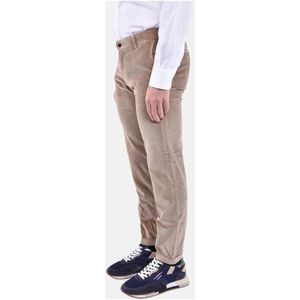 Re-Hash, Broeken, Heren, Beige, W31, Leer, Slim Fit Chino Broek met Manchetten