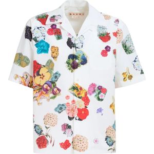 Marni, Overhemden, Heren, Veelkleurig, XS, Katoen, Poplin bowlingshirt met bloemenprint