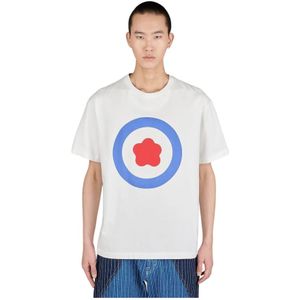 Kenzo, Tops, Heren, Wit, L, Katoen, Katoenen T-Shirt met Grafische Print