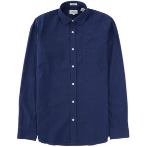 Hartford, Seersucker Gestreept Overhemd Blauw, Heren, Maat:L