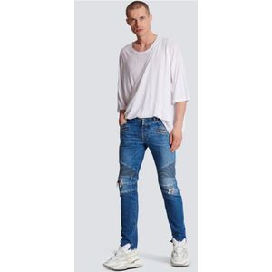 Balmain, Jeans, Heren, Blauw, W33, Katoen, Slim-fit katoenen jeans