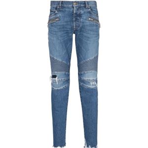 Balmain, Jeans, Heren, Blauw, W33, Katoen, Slim-fit katoenen jeans