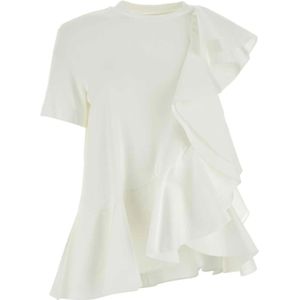Alexander McQueen, Tops, Dames, Wit, S, Katoen, Witte katoenen blouse