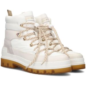 Tommy Hilfiger, Schoenen, Dames, Wit, 41 EU, Leer, Dames Hiking Style Veterlaarzen