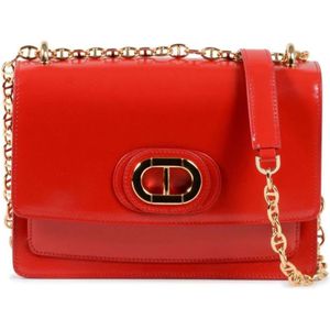 Dee Ocleppo, Tassen, Dames, Rood, ONE Size, Leer, Rode Leren Crossbody Tas