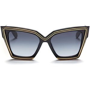 Valentino, Accessoires, Dames, Zwart, ONE Size, Geometrische Cat-Eye Zonnebril - Zwart/Goud