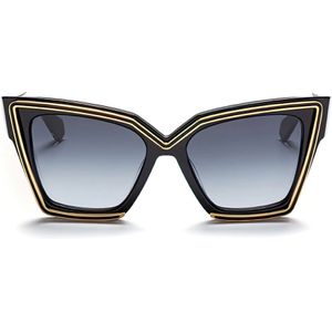 Valentino, Geometrische Cat-Eye Zonnebril - Zwart/Goud Zwart, Dames, Maat:ONE Size