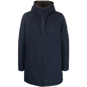 Herno, Jassen, Heren, Blauw, S, Blauwe Parka Jas voor Mannen