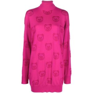 Moschino, Teddybeer Gebreide Jurk Roze, Dames, Maat:S