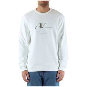 Calvin Klein Jeans, Sweatshirts & Hoodies, Heren, Wit, L, Katoen, Katoen Logo Sweater