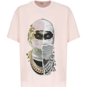 IH NOM UH Nit, Tops, Heren, Roze, XL, Katoen, Roze Katoenen T-shirt met Contrasterende Print