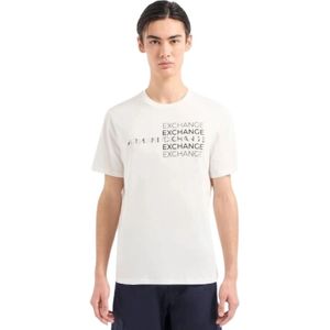 Armani Exchange, Korte Mouw Fantasie T-shirt Wit, Heren, Maat:M