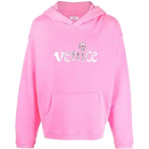 Erl, Hot Pink Logo Print Sweatshirt Roze, Heren, Maat:M