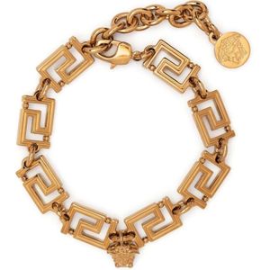 Versace, Gouden Griekse kettingarmband met Medusa hanger Geel, Heren, Maat:ONE Size