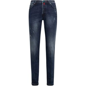 Kiton, Jeans, Heren, Blauw, W36, Katoen, Donkerblauwe biologische katoenen jeans