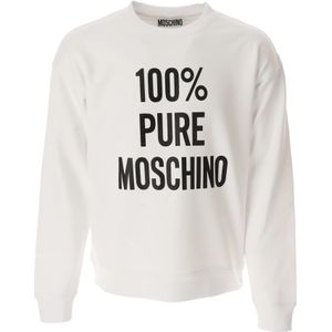 Moschino, Sweatshirts & Hoodies, Heren, Wit, S, Pure witte sweatshirt met voorste slogan