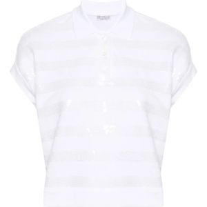 Brunello Cucinelli, Witte T-shirts en Polos Wit, Dames, Maat:S