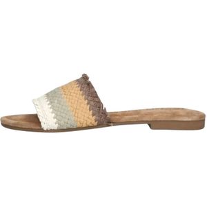 Lazamani, Schoenen, Dames, Veelkleurig, 39 EU, Suède, Beige Geweven Touw Slippers